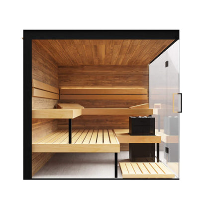 ThermaSol Lumaria Indoor Glass Sauna Cabin | 2–5 Person | Panoramic Glass | Harvia Heater