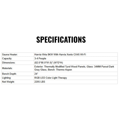 ThermaSol Spectra 4-Person Outdoor Sauna Cabin – Made to Order