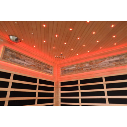 Aura Canadian Hemlock Pentagonal Indoor Infrared Sauna with Glass Front